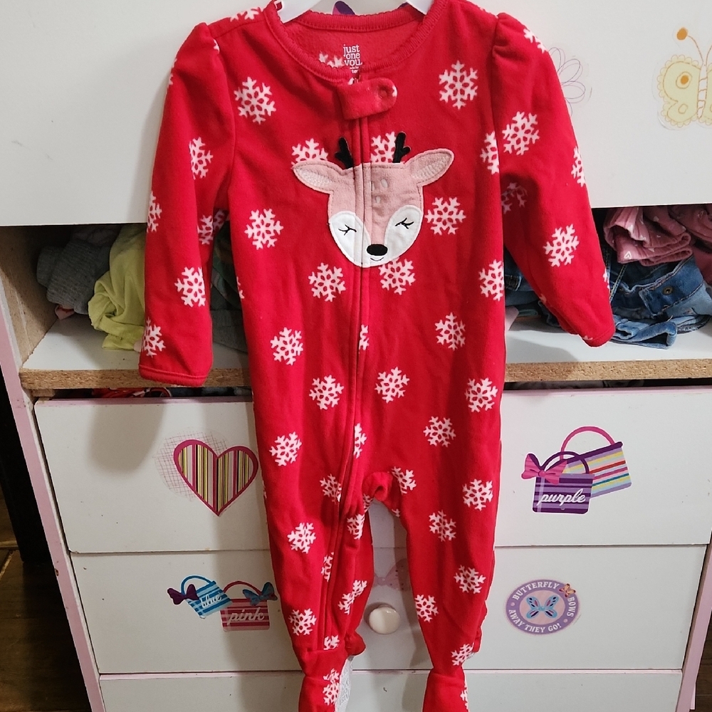 Carter's Red Snowflake Reindeer Footie